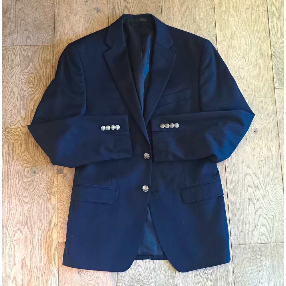 Michael Michael Kors 38R Mens Navy Wool Blend Blazer 2-Button Notch Lapel